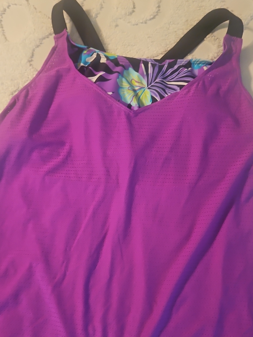 ZeroXposur Magenta Tank Top with Floral V-Neck
